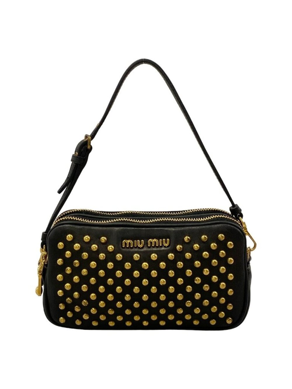 Miu Miu Handbag Black Studded Leather